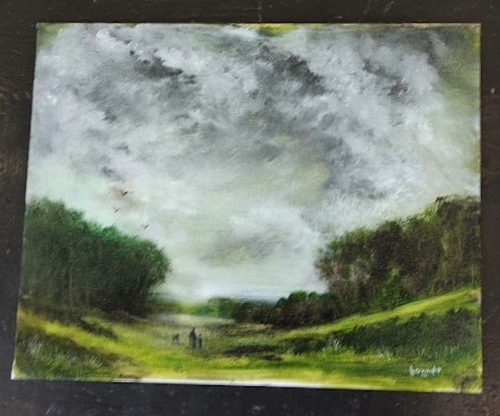 Jenny, A walk in the countryside, acrylic.